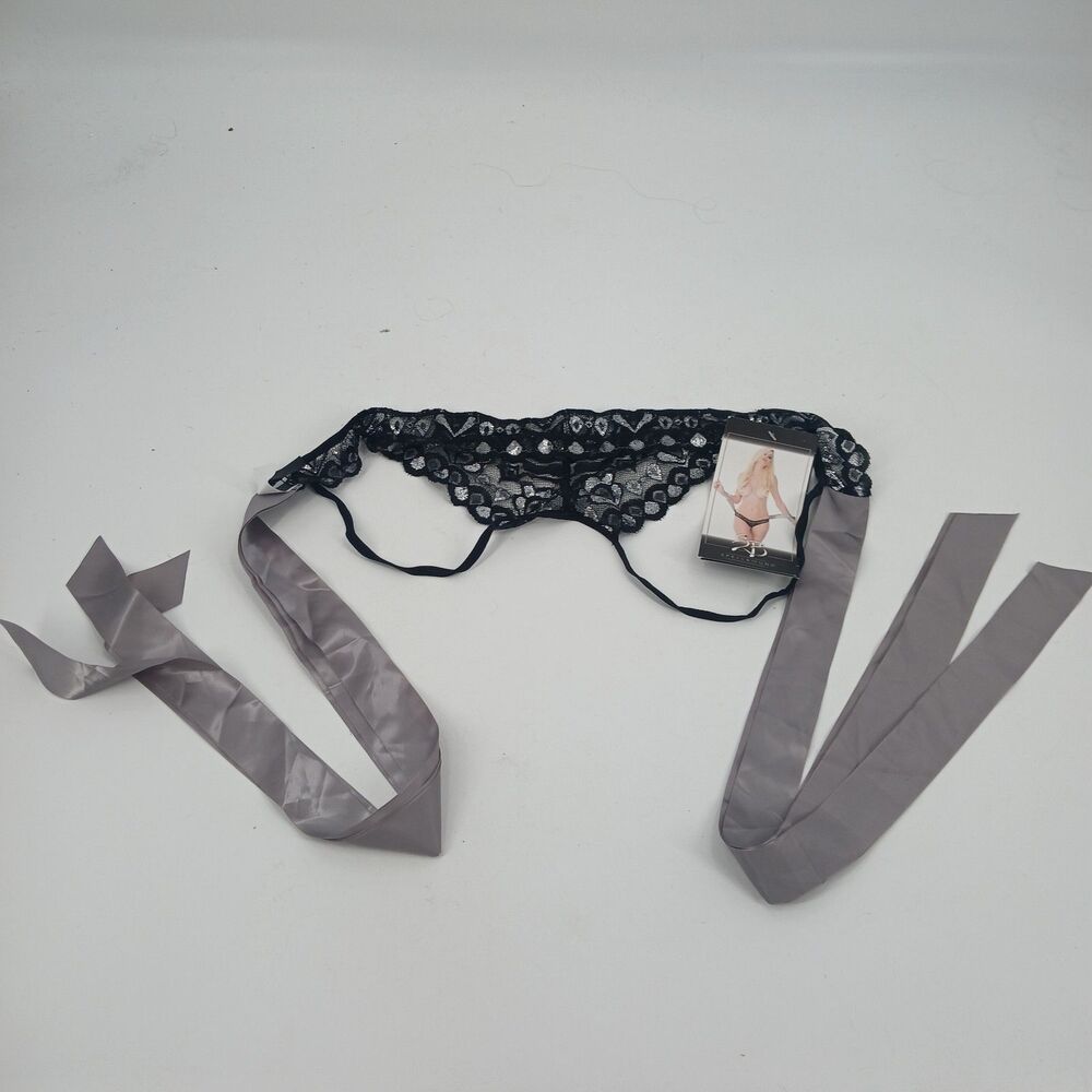 Spellbound Black Lace Panties with bow NWT Lingerie Sexy one size